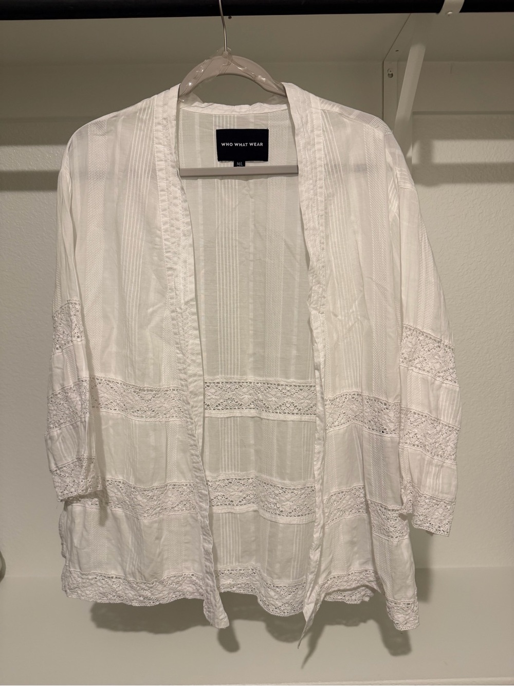 Who What Wear White Sheer Striped Open Cardigan
